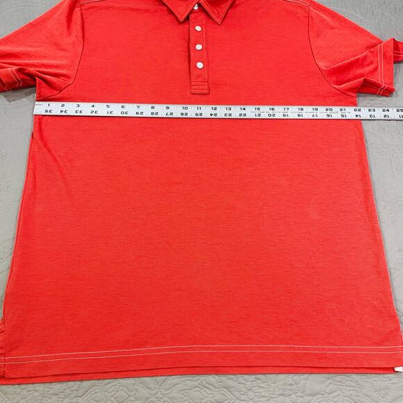 Travis Mathew Polo Shirt Men Large Pink Red Short Sleeve Pima Cotton Blend Solid - Picture 8 of 8